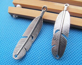 Vintage Antique Silver tone/Antique Bronze Sideway Filigree Feather Pendant  Charm/Finding,DIY Accessory Jewellry Making