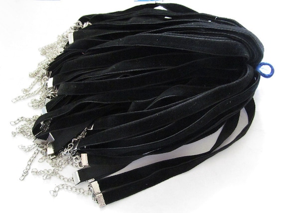 13inches Adjustable 10mm Flat Black Velvet Choker Cord String Rope Pendant Charm Necklace diy Beading Necklace tatto Choker Cord Necklace Etsy