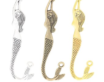 3 Colors---80mm Antique Silver/Bronze/Golden Mermaid Hair Combs&Sticks/Kanzashi/Bookmark Pendant Charm/Finding,DIY Accessory Jewellry Making