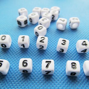 7mm Black/White Base Square Spacer Acrylic Number Beads,DIY Beads,Bracelet &Necklace Beads,Jewellery Making Beads