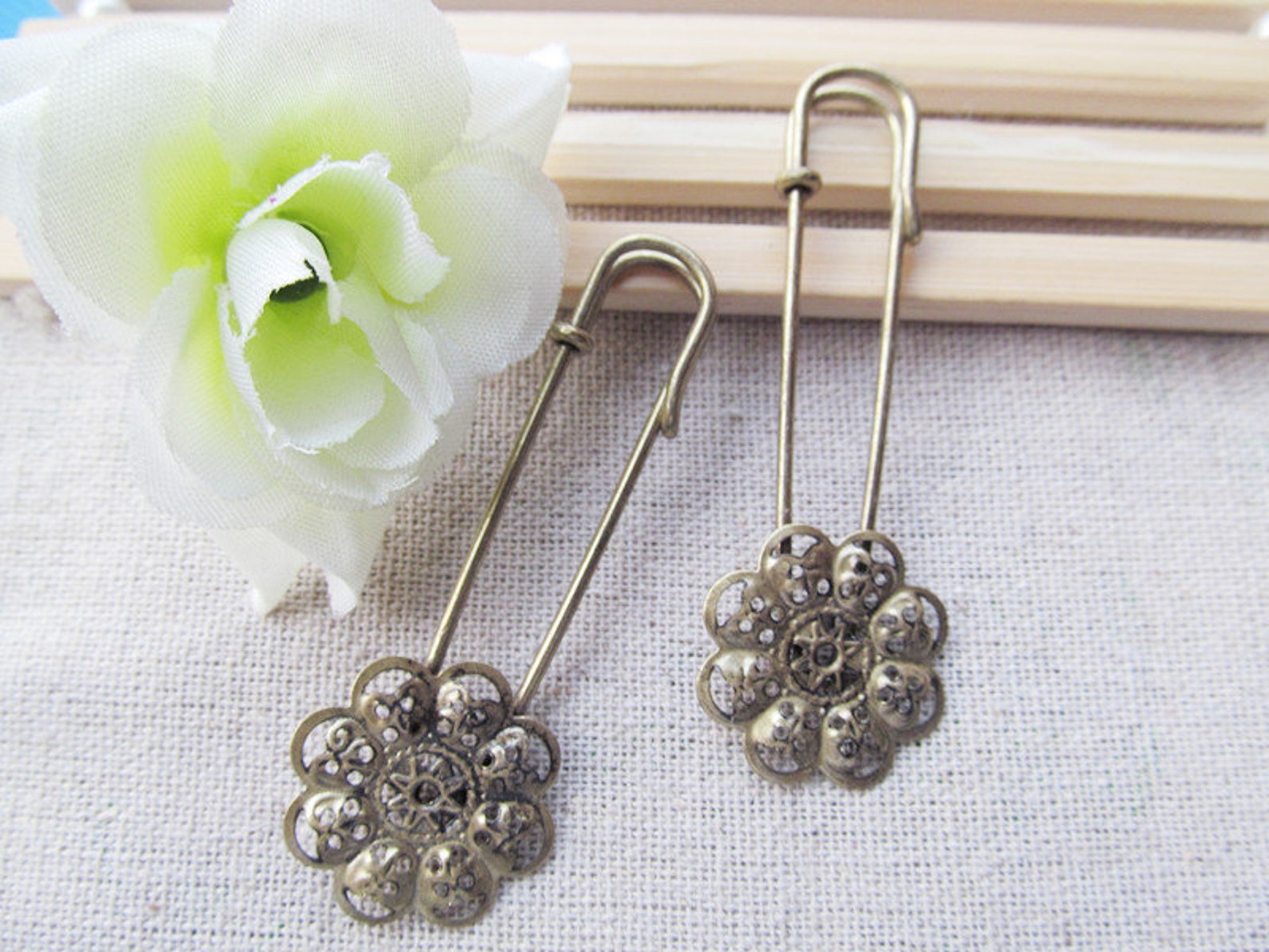 Antique Bronze Safety Pin Brooch Breastpin Etsy