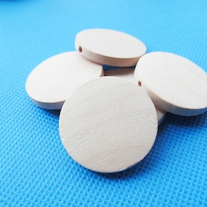 40mm Unfinished Thick Flat Circle Round Discs Natural Wood Spacer Beads Pendant Charm Findings,Hole through,DIY Accessory