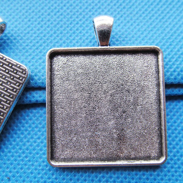 Antique Bronze/Antique Silver tone Square Base Setting Tray Bezel Pendant Charm/Finding,fit 30mm Square Cabochon/Cameo,DIY Accessory