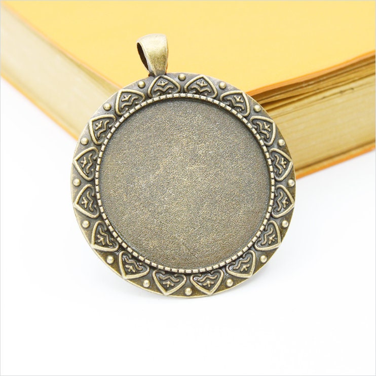 10 Ciondoli A Cuore In Lega Argento Antico – Vassoio Per Cabochon Fai Da Te – 25x23 Mm