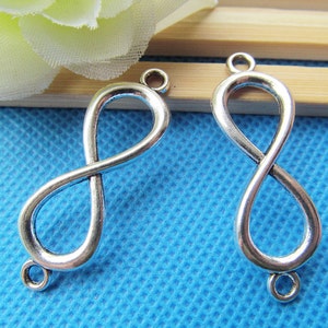 13mmx40mm Antique Silver tone/Antique Bronze Infinity Connector Pendant Charm/Finding,Two Loop,Bracelet Necklace Charm,DIY Jewelry Accessory