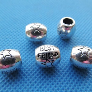 Antique Silver tone Filigree Spacer Best Friend Star Barrel Beads Bracelet Connector Pendant Charm/Finding,DIY Accessory Jewellery Making