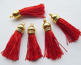45mm Golden Plastic Caps Handbag Tassels,DIY Accessories,Colorful Silk Cord,Chamois Macrame Bag Component