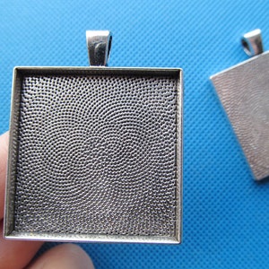 Antique Bronze/Antique Silver tone Square Base Setting Tray Bezel Pendant Charm Finding,fit 35mm Square Cabochon/Cameo,DIY Accessory Jewelry