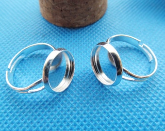 Antique Bronze/Silver tone Adjustable Blank Ring Charm/Finding,Round Base Setting Tray ,fit 12mm Cabochon/Picture/Cameo