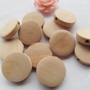 15mm Unfinished Thick Flat Circle Round Discs Natural Wood Spacer Beads Pendant Charm Findings,Hole through,DIY Accessory image 5