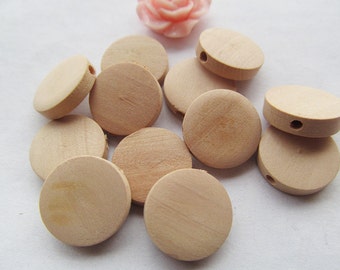 10mm Unfinished Thick Flat Circle Round Discs Natural Wood Spacer Beads Pendant Charm Findings,Hole through,DIY Accessory