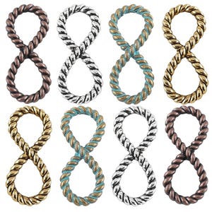 25 mm x 31 mm Silber/Gold/Bronzegrüner filigraner Unendlichkeits-Anhänger mit Drehverschluss, Armband- und Halskettenanhänger, DIY-Schmuck