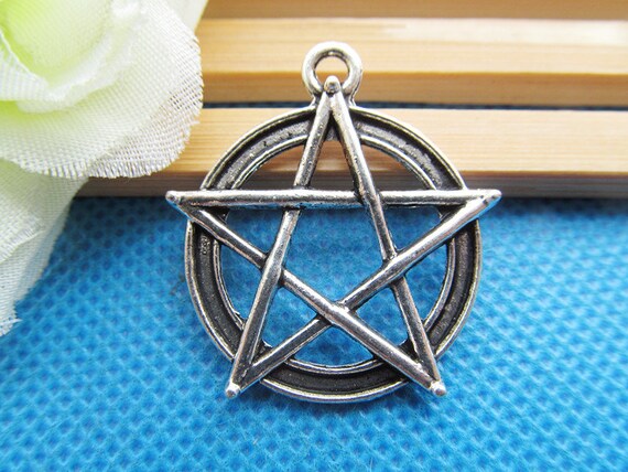 28mm Antique Silver tone/Antique Bronze Cabinet Hollow Round Five Pointed Star Connector Pendant Charm/Finding,DIY Accessory