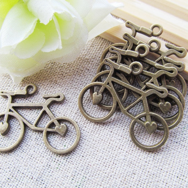 23.50mmx31.00mm Antique Silver tone/Antique Bronze Heart Bicycle Connector Pendant Charm/Finding,for Bracelet,DIY Jewellry Accessory
