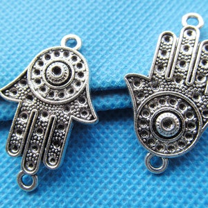 Heißer Verkauf 20mmx35mm Antiksilber Ton Sideway die Hand der Fatima Hamsa Anschluss Anhänger Charm/Befund, DIY Zubehör Schmuckherstellung