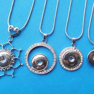 Tono de plata cobre Snap botón serpiente cadena collar, con hallazgo de encanto, con 19mm Snap Chunks Botón Cabochon, DIY accesorio joyería fabricación