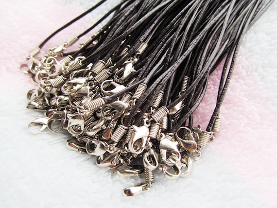 24 black 2.0mm braided cotton rope rope necklace chain lobster claw buckle 50pcs