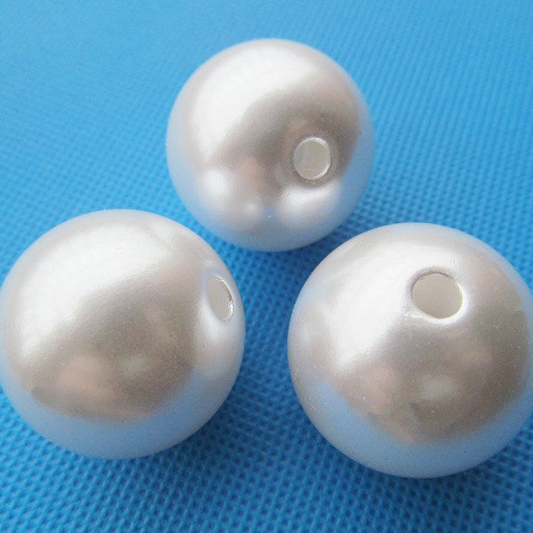 30mm Large Beige/White ABS Resin Faux Shell Pearl Spacer Beads,DIY Beads,Bracelet  & Necklace Beads,Jewelry Making Beads