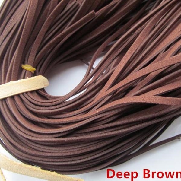 4 mm de large marron/noir corée simili daim tissu cuir cordon corde, cordon en daim, collier et bracelet cordon, accessoire de bricolage