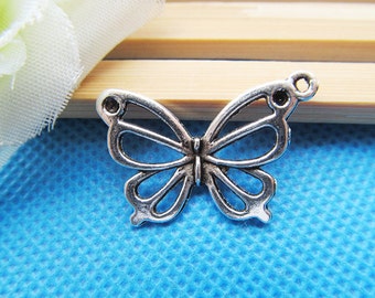 18.80mmx27.35mm Antique Silver tone Hollow Butterfly Connector Pendant Charm/Finding,for Bracelet,DIY Jewellry Accessory