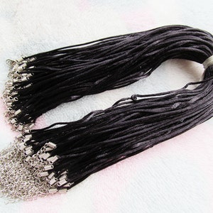 2mm  Black/Brown Shamballa Rat Tail Chinese Knot Silk Cord String Rope,1.8inch Extender Chain,12mmx7mm Lobster Clasp, DIY Beading Cord