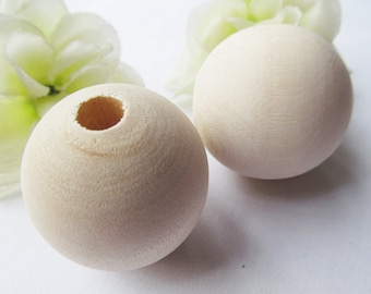 Good Quality 45mm Unfinished Large Heavy Round Ball Natural Wood Spacer Beads Charm Finding, DIY Accessory Jewellry Making