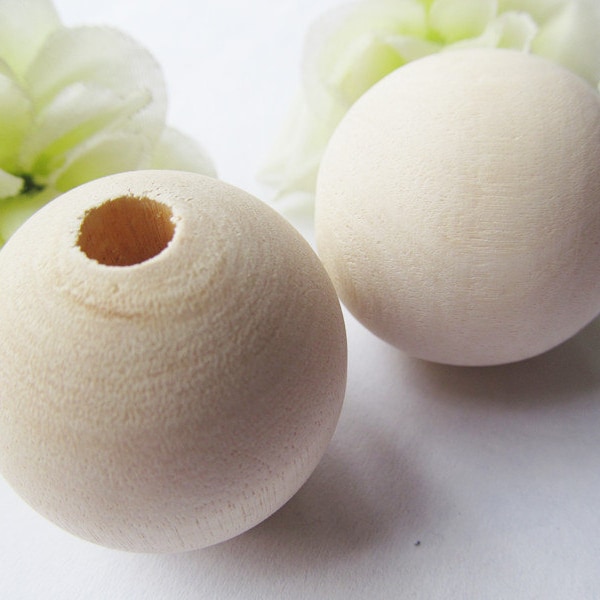 Good Quality 45mm Unfinished Large Heavy Round Ball Natural Wood Spacer Beads Charm Finding, DIY Accessory Jewellry Making