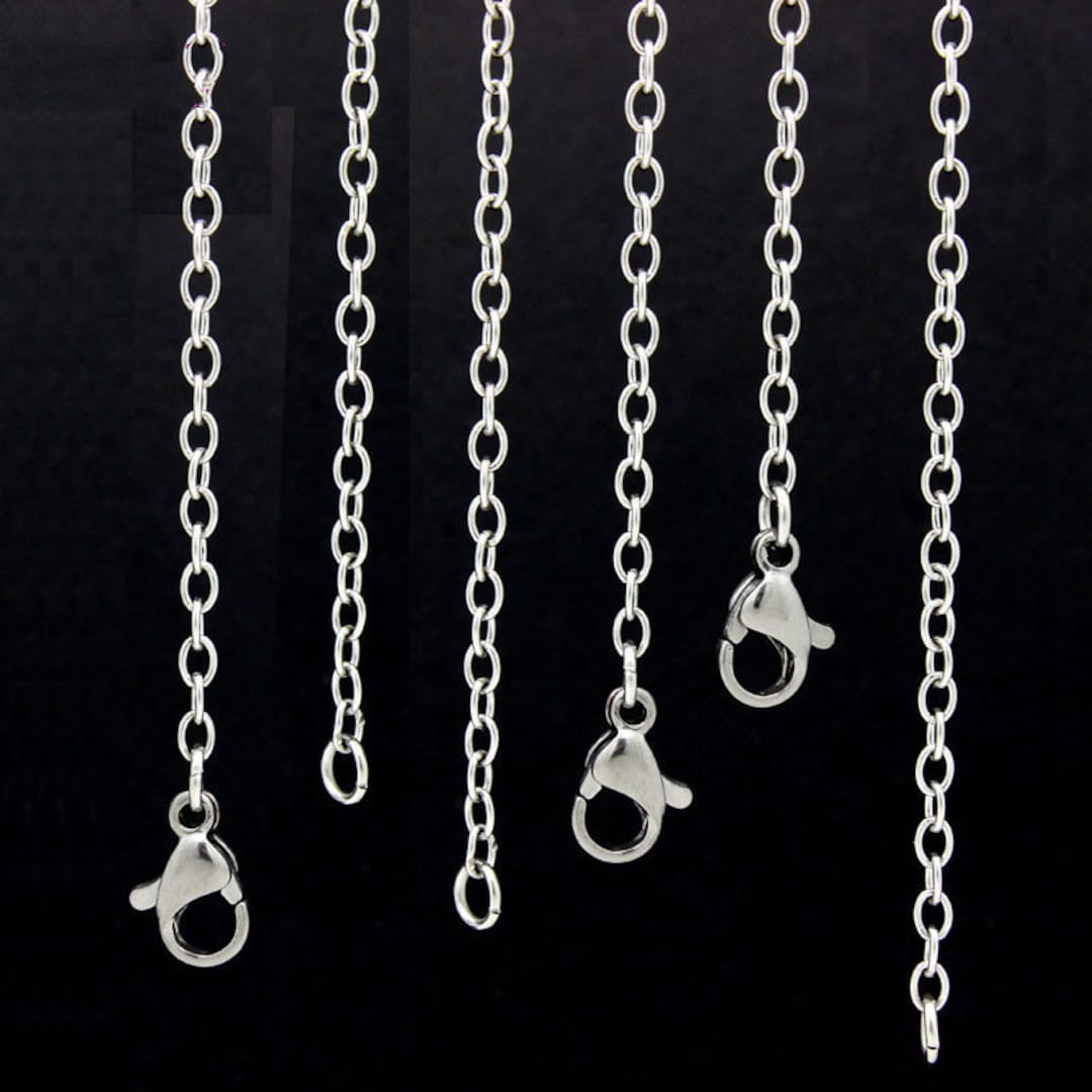 Two 24 Inch Chain Stack 24 Inch(60cm) 2.50mm Stainless Steel Vintage Style Flat