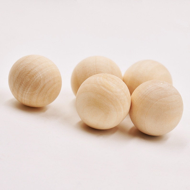 No HoleGood Polished 20mm Unfinished Round Ball Natural Wood Beads Charm Finding,DIY Accessory Jewelry Making image 4