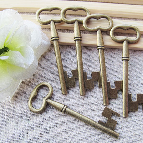 57mmx20mm Stor Lång God Kvalitet Antik Silver Tonad/Antik Brons Blank Nyckelkoppling Hänge Berlock Hitta, DIY Tillbehör Smyckestillverkning