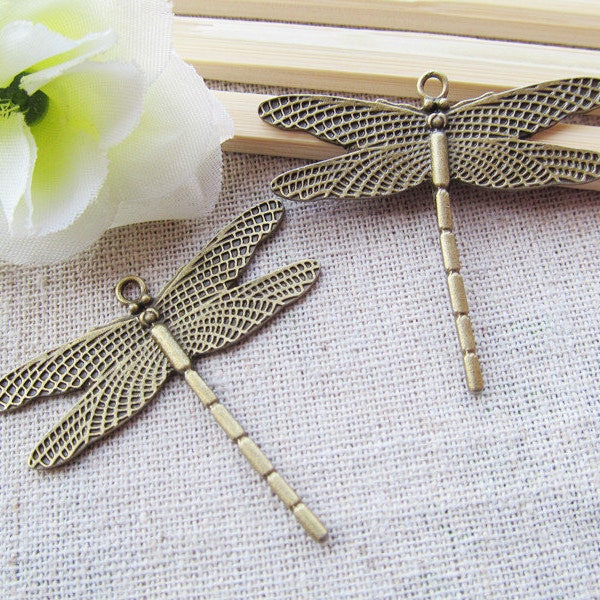 46mmx41.45mm Large Filigree Antique Silver tone/Antique Bronze Lovely Dragonfly Pendant Charm/Finding,DIY Accessory Jewelry Making