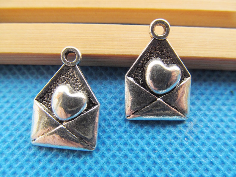 12mmx18mm Antique Silver tone Love Letter Pendant Charm/Finding,DIY Accessory Jewellry Making image 2