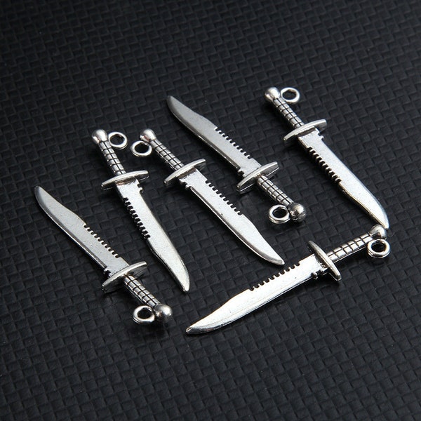 10mmx43mm Antique Silver/Antique Bronze/Gold Handsome Bayonet Dagger Stylet Knife Sword Pendant Charm/Finding,DIY Accessory Jewelry Making