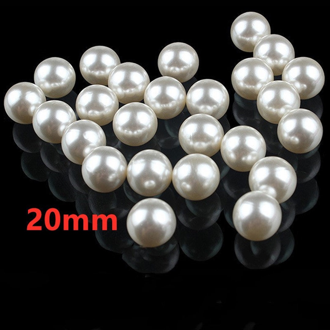 No Hole,20mm Beige ABS Resin Faux Shell Pearl Spacer Beads,diy Beads ...