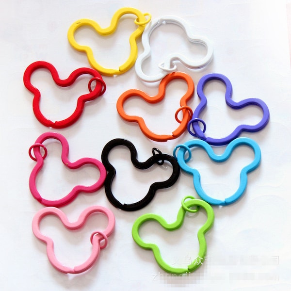 Large Heavy Good quality Multicolor  Enamal Mickey Two Circle Key Chain Ring Clasp Connector Pendant Charm Finding,DIY Accessory Jewelry
