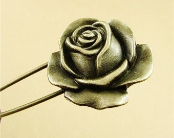 Handmade Bronze Blank Rose Brooch/Breastpin Charm Finding,Clip Safety Pin/Brooch Backside