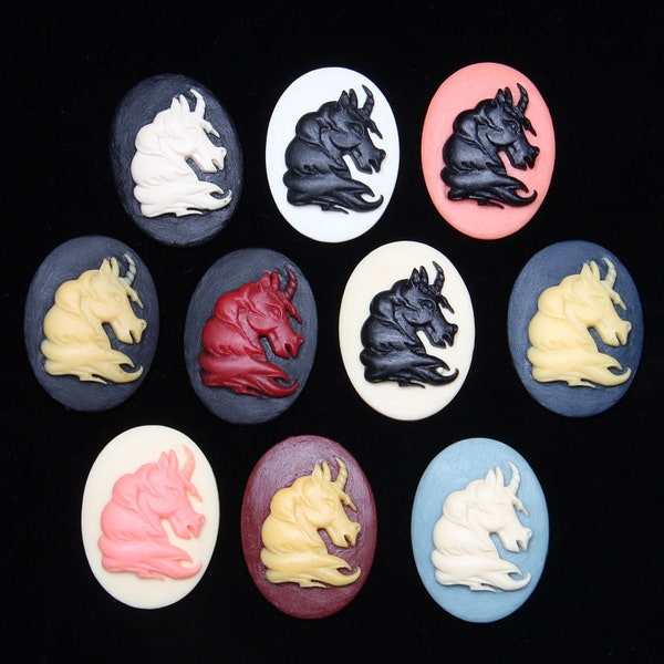 30mmx40mm Multicolor Oval Flatback Resin Relief Rhinoceros Head Animal Cabochon Charm,Fit Base Setting Tray Bezel,DIY Jewelry Making