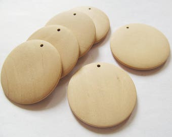 35mm Unfinished Large Heavy Flat Circle Round Discs Natural Wood Pendant Charm,One hole,DIY Accessory Jewellry Making