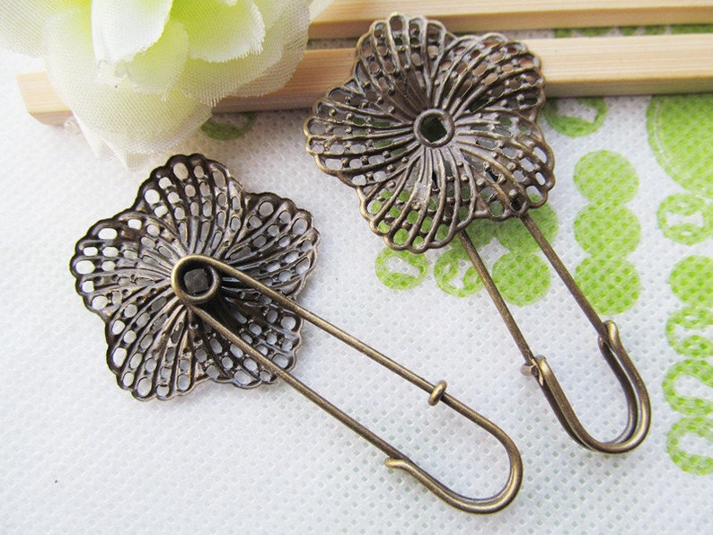 Antique Bronze Safety Pin Brooch Breastpin Etsy