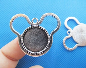 Antique Silver tone/Antique Bronze Base Setting Tray Bezel Pendant Charm/Finding,Fit 18mm Cabochon/Cameo,DIY Accessory Jewelry