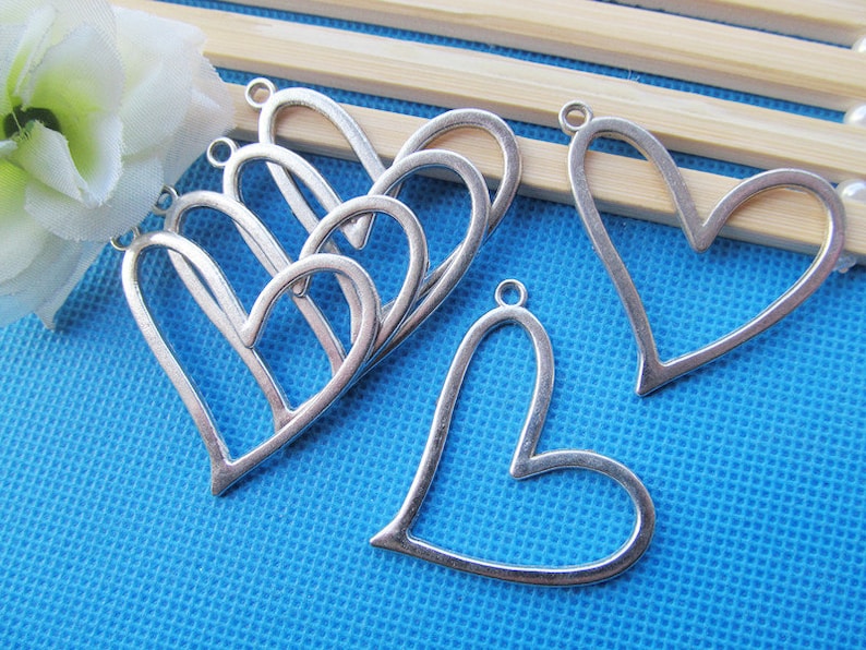 41.70mmx35mm Antique Silver toneAntique Bronze Flat Heart Frame Connector Pendant Charm Finding,Bracelet and Necklace Charm,DIY Accessory