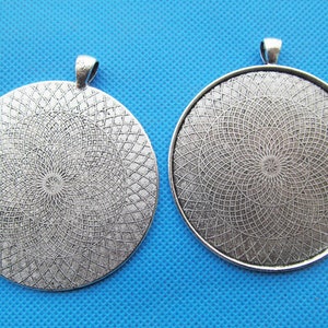 Large Antique Silver/Antique Bronze Round Frame Base Bezel Setting Tray Pendant Charm/Finding,fit 50mm Cabochon/Cameo/Picture,Big Bail Hook