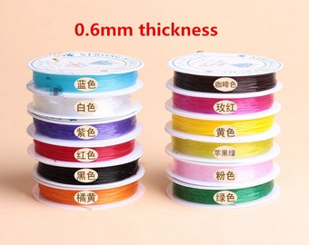 0.6mm 12 Colors Round Bright Transparent Elastic Cord String Rope,Jewelry Beading String, For Bracelet & Necklace