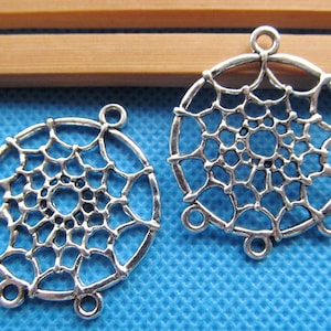 Antyczny srebrny odcień/antyczny brąz Hollow Dream Catcher Connector Pendant Charm/Finding, Bransoletka Charm, Naszyjnik Pendant, DIY Accessory