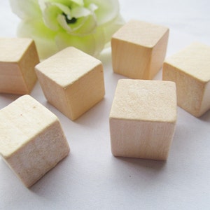 15mm Large No Hole Unfinished Square Natural Wood Spacer Beads Charm Finding,Cubic Wooden Beads,DIY Accessory image 3