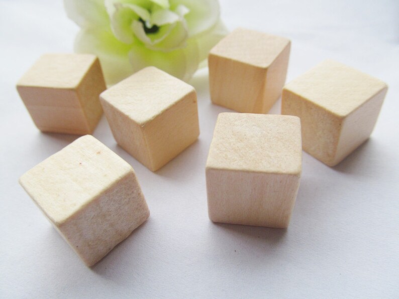 15mm Large No Hole Unfinished Square Natural Wood Spacer Beads Charm Finding,Cubic Wooden Beads,DIY Accessory image 3