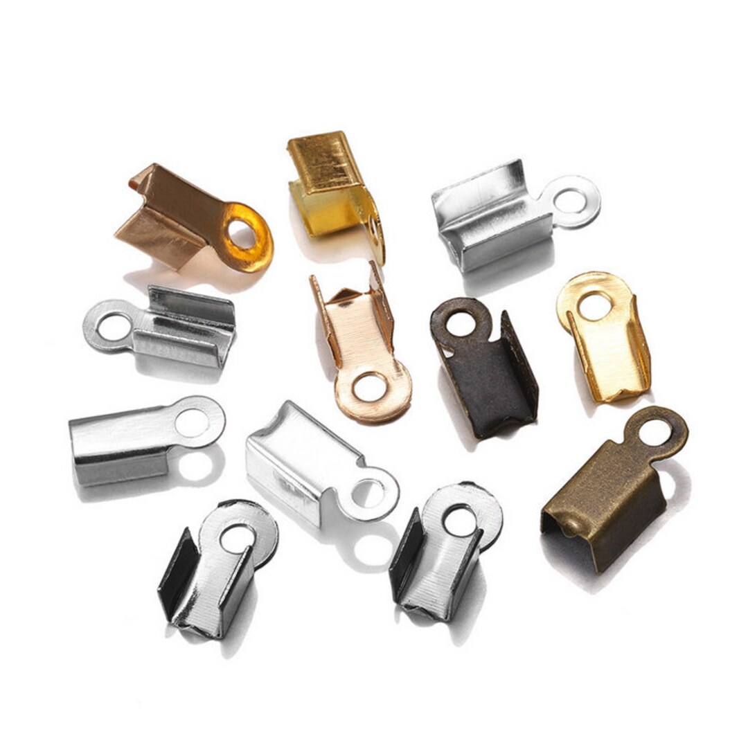 3.50mmx10mm 6 Colors Ribbon Leather Cord Crimp End Caps,fastener