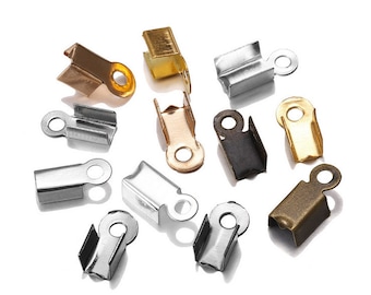 3.50mmx10mm 6 Colors Ribbon Leather Cord Crimp End Caps,Fastener Clasps, Connector,Crimp Beads,DIY Accessory Jewelry Making