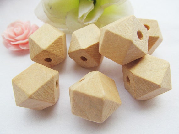 15mmx22mm Unfinished Faceted Natural Wood Spacer Beads,14 Hedron Geometricf Figure Wooden Beads Charm Finding,DIY Accessory Jewelry Making
