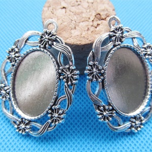 34mmx45mm 5 Colors Silver/Bronze/Gold Oval Hollow Star Border Base Setting Tray Bezel Pendant Charm,Fit 18mmx25mm Cabochon/Picture/Cameo